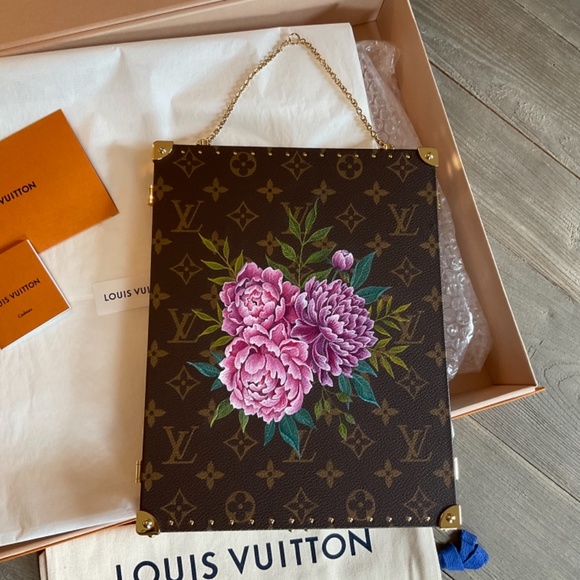 Louis Vuitton Monogram Hand Painted Vanity Trunk Bag Brown